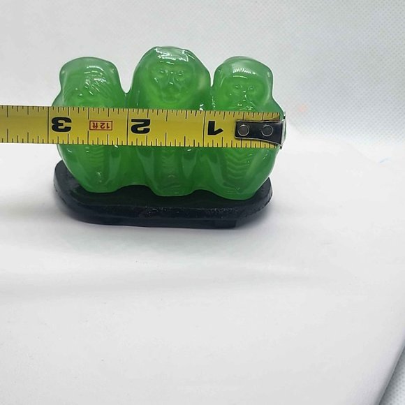 Brand New JADE Glass Three Wise Monkeys - Picture 2 of 6
